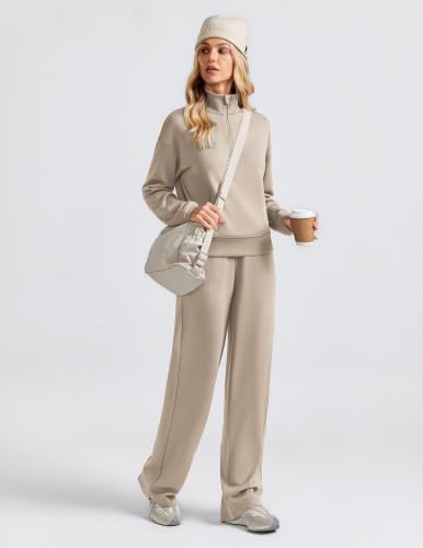 PINSPARK Airport Outfits for Women 2026 Relaxed Fit, Light Taupe M — view 4