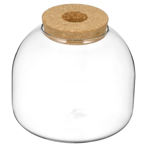 ULTECHNOVO Planta De Vidrio Terrario Mesa Suculenta Maceta Pascua Caramelo Tarro Bote Redondo Pecera Florero Botellas De Vidrio Selladas Vial con Tapa De Corcho para Artesanía, 15x15CM, Transparente