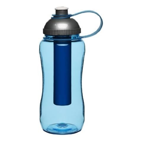 SAGAFORM Water Bottle with Ice Piston, Blue Cover
