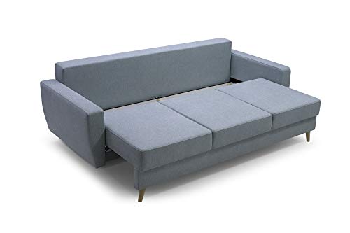 Sofa 3 Sitzer Sofa Couch Garnitur Stoff Samt (Velour) Glamour Wohnlandschaft mit Schlaffunktion - ELDE (Menthe) – Bild 4