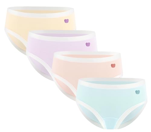 Panegy Seamless Briefs for Teen Girls Mid Waist Soft Underwear Color Blocked Knickers 4 Pack 9-16 Years