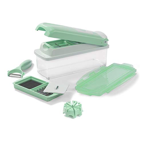 Genius Nicer Dicer Plus | Mandoline 9 en 1 Multifonction Professional | Trancheuse | couper/éplucher- / cubes- / bâtonnets- / quartier/manger- / stocker- / légumes | trancheur | slicer | cuisine