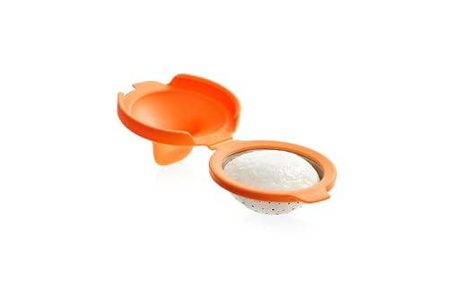 Lékué Escalfador de Huevos, poché, Silicona y acero inoxidable, Naranja