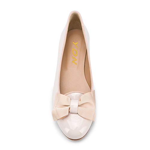 YDN Women Classic Ballet Flats with Bowtie Round Toe Girls Uniform Office Work Slip-on Casual Shoes Size 4-15 M US4