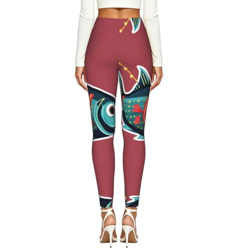 Leggings de compresión para mujer con estampado de pez y tacto suave 3