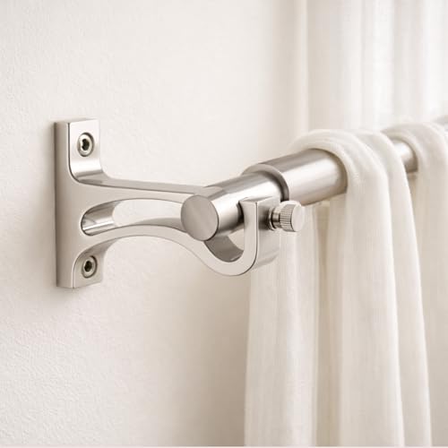 Image of Elite Aluminum Curtain Rod Brackets - Heavy-Duty Wall Mount Clamps for Curtain Rod Support for Door and Window Curtain Rods with Screw and Wall Plug - Pack of 2PCS (ARCSUPPORT)