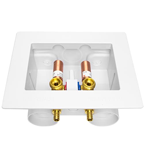 Efield W02 Washing Machine (Laundry) Outlet Box,1/2-Inch Barb Crimp Pex F1807 Inlet, Single Control Valve, Copper Water Hammer Arrestor #TOP3