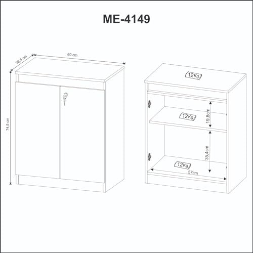 Armário para Escritório 2 Portas com Chave Tecnomobili Amêndoa - Me4149