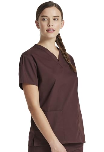 Image of Dickies EDS Signature Scrubs for Women and Scrubs for Men, Unisex One Pocket V-Neck Top in Soft Brushed Poplin 83706