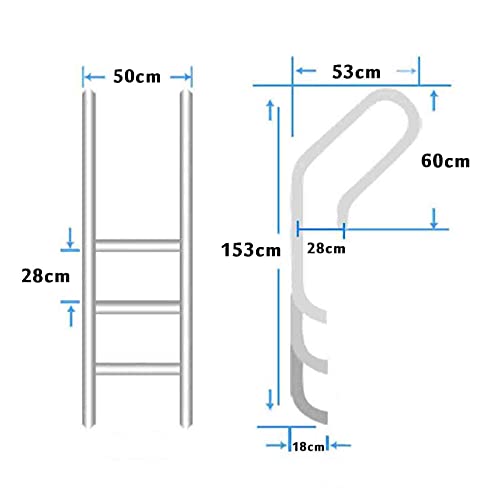 Escalera para piscina de acero inoxidable 3 peldaños antideslizantes miniatura 7