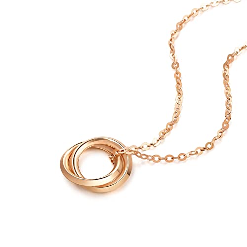 CHOW SANG SANG Delicate Gold 18K Rose Solid Gold Intertwined Circle, Loops Necklace for Women 91873U | 18.5 Inches, (47 CM)4