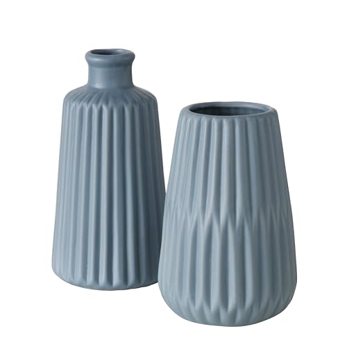 mucHome 2er Set Vasen, Blumenvasen aus Keramik 17 cm, ø ca. 8,5 cm, skandinavisches Design (Blau) mucHome 2er Set Vasen, Blumenvasen aus Keramik 17 cm, ø ca. 8,5 cm, skandinavisches Design (Blau)