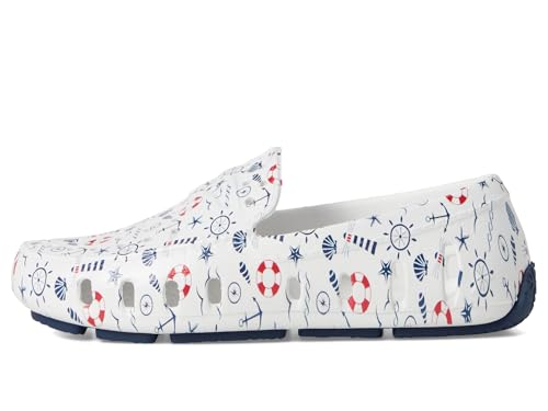 Image of Floafers, Prodigy Driver Print (Big Kid), White Nautical /Navy, 4, Medium