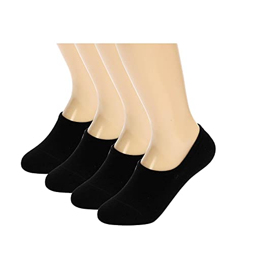 4 Pairs No Show Socks Non Slip Flat Boat Line Low Cut Socks for Women