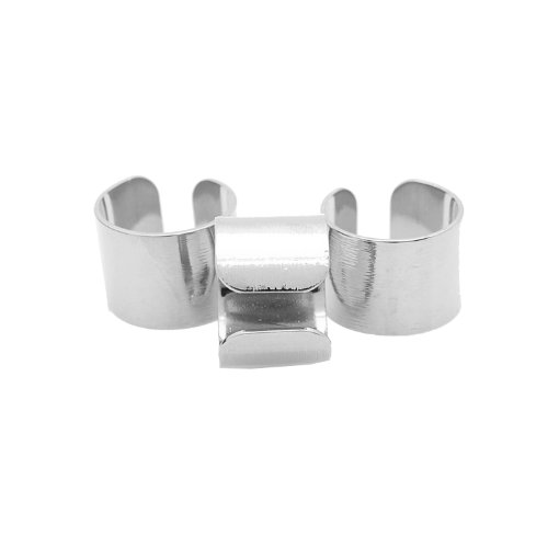 Spinningdaisy Adjustable Brushed Metal Tube Knuckle Ring Set of 3 (Silver Plated) - Image 3