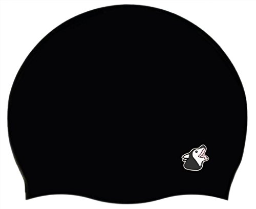 HappyDog [Flash Sale] Signature Youth and Adult Swim Cap - Silicone One Size Fits All, Son Daughter Child Adult Compatible, Warranty Included (Black)