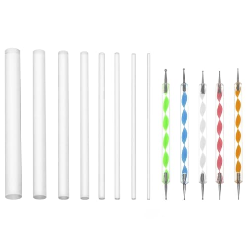 QWORK® Lot de 13 Outils de pointillage Mandala avec stylos pour Nail Art et tiges en Acrylique pour Nail Art, Peinture sur Pierre, poterieIntro