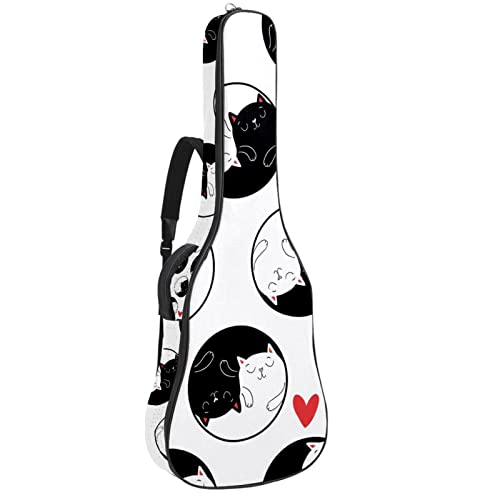 Housse de guitare Yin Yang en tissu Oxford imperméable avec bandoulière réglable - Les Beatles, Paul McCartney, John Lennon, RIngo Starr, George Harrison Housse de guitare Yin Yang en tissu Oxford imperméable avec bandoulière réglable