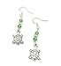 Handmade Green Beaded Turtle Charm Dangle Earrings for Women, 2 Inches Long
