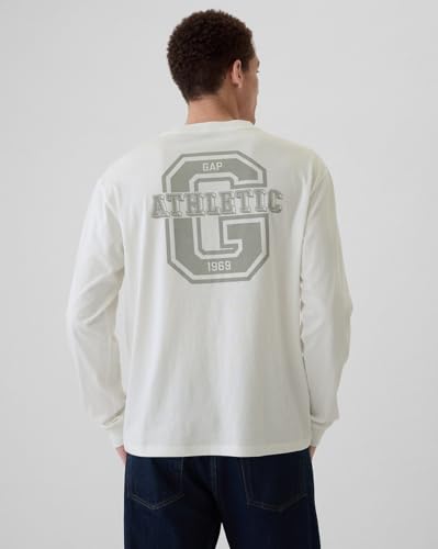 Image of Gap Men Relaxed Fit Graphic Print Full Sleeves Crew Neck Letter Print T-Shirt