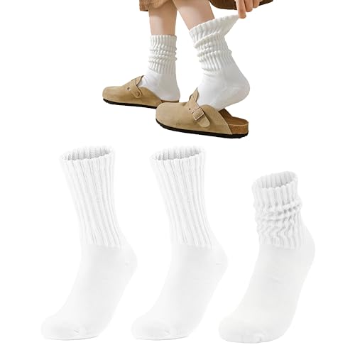 Womens/Men Crew Slouch Socks-Thick Seamless Cotton Cozy Mid Calf Tube Tie Dye Slouchy Novelty Winter Socks 6-11