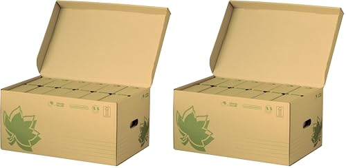 FAST Nature Line Caisse a Documents en Carton 52 x 35 x 26 cm + 6 Boites Archives Dos 80cm Ecru (Lot de 2)