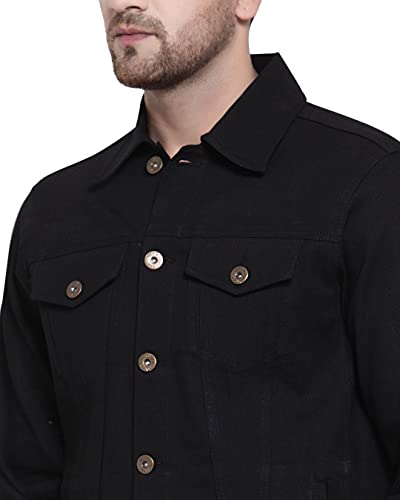 Image of Style Quotient Mens Black Solid Denim Jacket