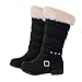 Women's Boots Waterproof Cold Weather Warm Anti-Slip Mid-Calf Fur Boots Fashion Suede Lace Up Booties Western Flat Shoes