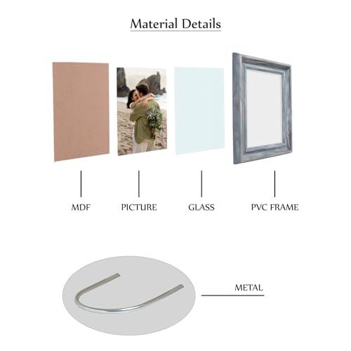 Image of GOLDEN PEACOCK Set of 2 5x7 Inch Photo Frames - Antique Bluish Grey Finish | Elegant Wall & Tabletop Picture Frames for Home Decor, Office & Gifting