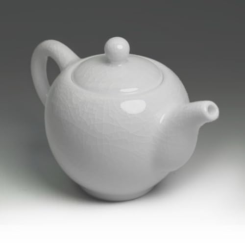 Image of Liang baobao Porcelain Teapot, 9oz Tea Pot Small Teapot Chinese Tradition Ice Crack Glaze Ceramic Tea kettle (White)