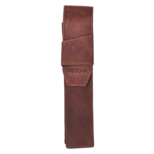 Image of Sassora Premium Genuine Leather Unisex Pen Case (Light Brown)