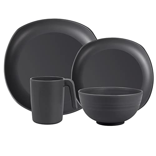Greentainer Geschirrset aus PP | Leichtes & Unzerbrechliches 16 pcs Geschirrservice für Kinder & Erwachsene,Tafel-Kombiservice mit 4 Speiseteller, 4 Dessertteller, 4 Schüsseln,4 Tasse für 4 Personen