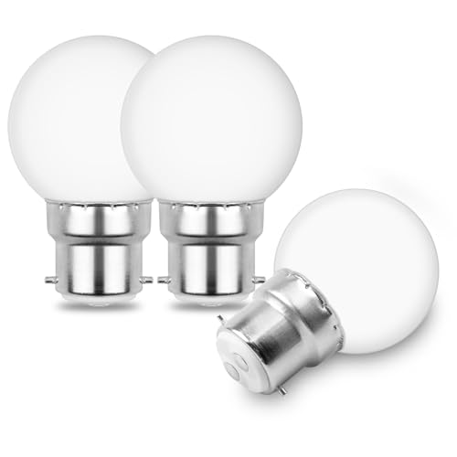 BROLSKUN LED Bulb 3W Golf Ball B22 Bayonet Small Globe Light Bulb Equivalent to 25W 30W Incandescent B22 BC Base Bayonet Cap AC 230V Cool White 6000K (Pack of 3)