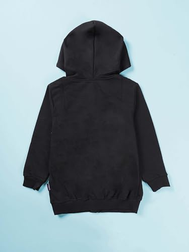 Image of KiddoPanti Boys Solid Cotton Full Sleeve Zip-Up Front Open Hooded Sweatshirt
