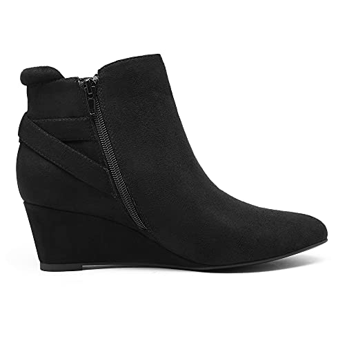 DREAM PAIRS Women's Wedge Ankle Boots Fall Low Heel Short Booties Shoes2