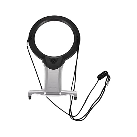 Neez Magnifying Glass with Light 2 in 1 Hands Free Reading Magnifier Neck Hanging Cord & Desk Stand for Sewing Crafts Handcraft Cross Stitch Jewelry Hobby Cover