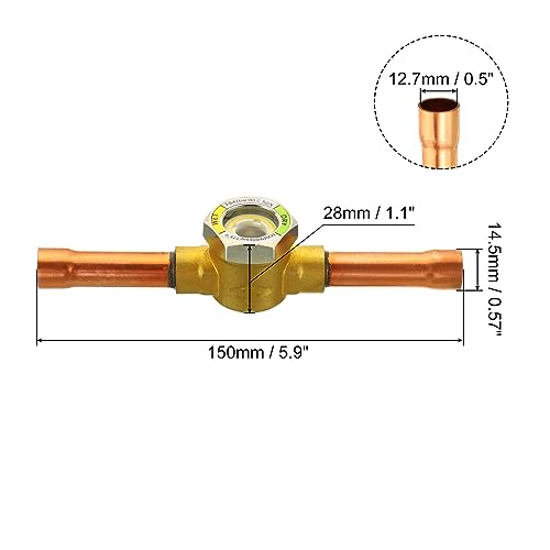 PATIKIL Sight Glass, 1/2 x 1/2 Sweat Universal Liquid Moisture Indicator Soldering for Air Conditioning HVAC Refrigeration - Image 2