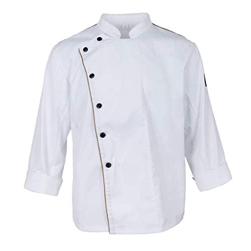 Preisvergleich Produktbild Emmay Herren Damen Kochjacke Bäckerjacke Berufsbekleidung Koch Langarm Wesentlich Küche Kochkleidung Gastronomiebedarf Jacke Mantel Hemd Oberteile (Color : Weiß, Einheitsgröße : M)