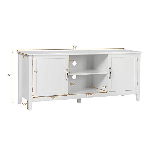 Tangkula Farmhouse Wood Barn Door Tv Stand For Tv's Up To 65" Flat Screen, Living Room Media Console Storage Cabinet With Doors And Shelves, Tv Console Table Cabinet (White) #TOP4