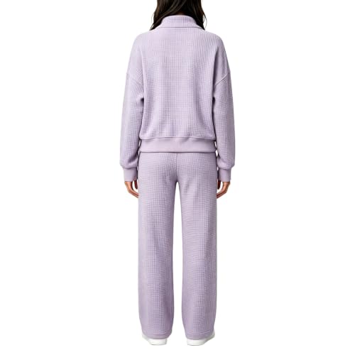 eoeioa Waffle Knit Lounge Set Women 2 Pc Casual Airport Outfits 2026 - image 3