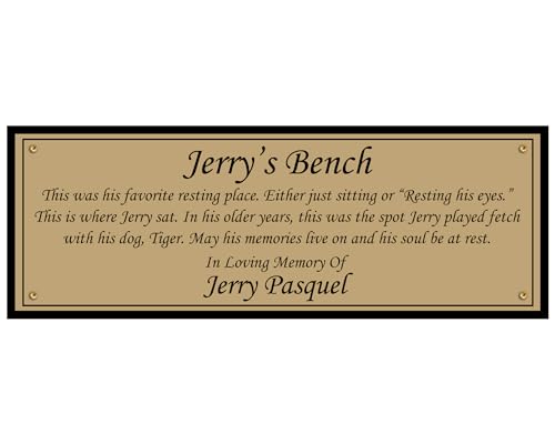 Memorial Bench Plate, Personalized Plaque, Door Name Plate, Building Sign, Engraved Tree Plaque, Custom Engraving, Multiple Sizes and Colors (Gold)