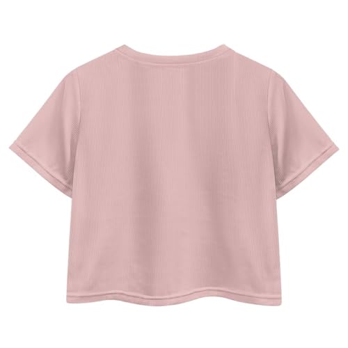 Image of Cute Crop Tops for Girls Short Sleeve Summer T Shirts Fashion Graphic Tees Crew Neck Pullover Tee 5-14 Years