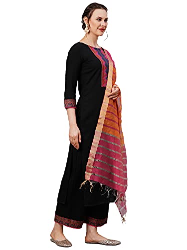 Image of INDO ERA Women's Cotton Straight Kurta Pant With Dupatta Set