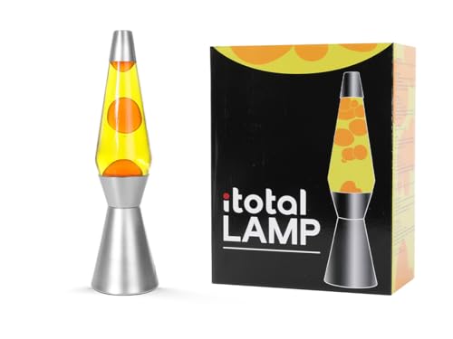 I-TOTAL® - Lampe à Lave Spaceship – Effet Bulles Hypnotisant, Design Rétro et Moderne, Lampe Décorative Colorée avec Cire en Mouvement (Base Argentee...