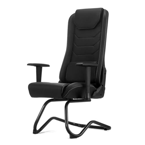 Image of IMEITE Meeting Office Desk Chair High Back Black Leather Soft Executive Ergonomic Adjustable Height Task with Arms Bedroom Chair