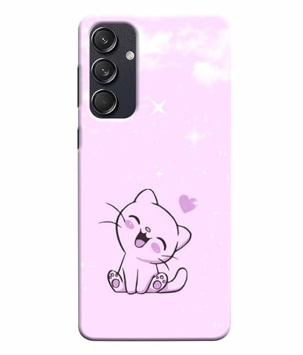 Image of Printed Hard Back Case Cover & Compatible for Samsung Galaxy M55 5G / M55S / F55 5G | Cute Cat Vector (Multicolor) - D1189