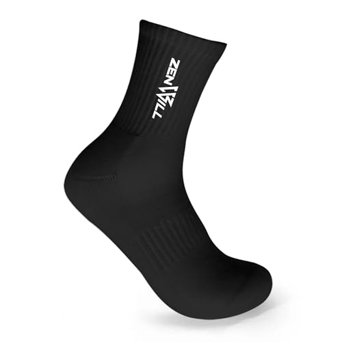 ZENWILL Cotton Cushioned Running Socks Moisture Wicking Breathable Unisex Athletic Crew Socks for Sports