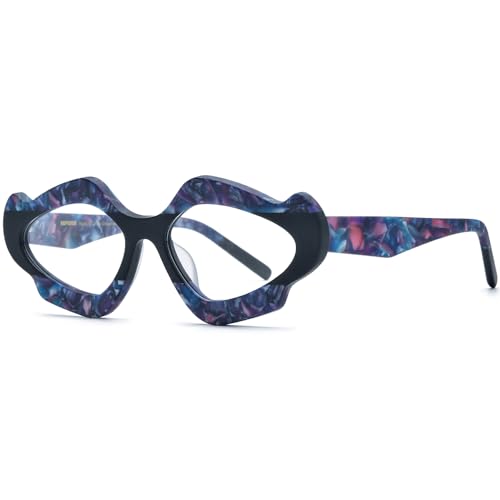 Image of HEPIDEM Multicolor Acetate Glasses Frame Women Cat Eye Eyeglasses Men Optical Spectacles 9291