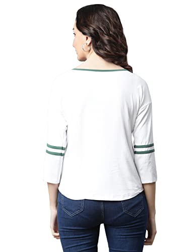 Image of OM SAI LATEST CREATION Women's New 3D Printed Lycra 3 /4 Sleeve Regular Fit Office wear,Casual wear Western Top