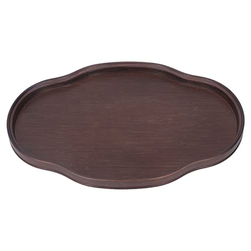 Bandeja de Servicio de Madera Bandeja de Té Redonda Bandeja de Mesa de Centro Texturizada Multifuncional para Recepción de Invitados